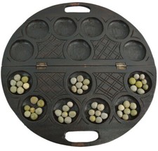 Oware Mancala Hand Carved Wood Strategy Board Game Ancient Egypt