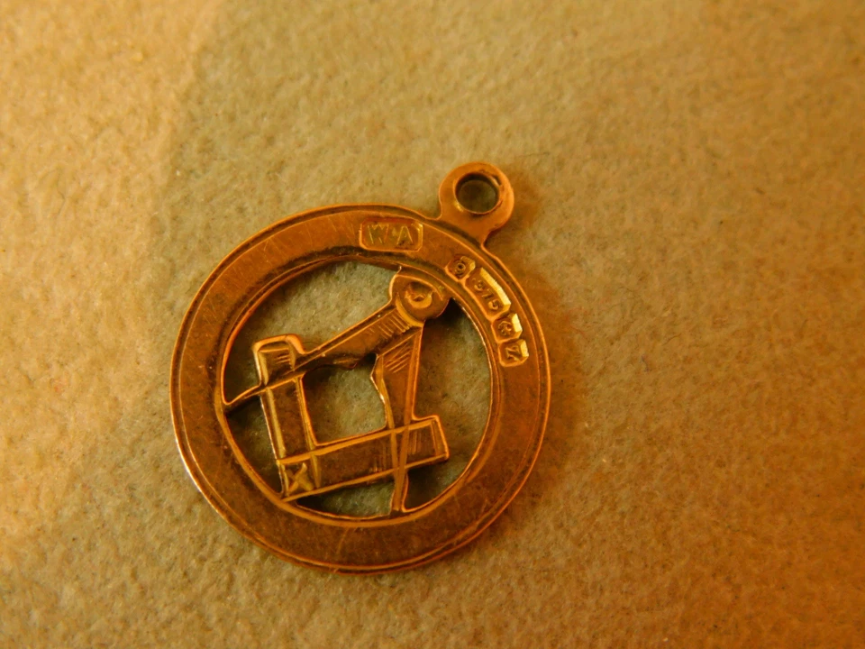 Vintage UK Hallmark Freimaurer Quadratisch & Kompass 9ct Gold Anhänger 10b 90 - Bild 4 von 4