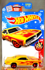 2016 Hot Wheels Snowflake #91 HW Flames 1/10 '69 DODGE CHARGER Yellow w/Red 5Sp
