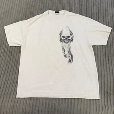 Hot Leathers T-Shirt Mens XL White Buring Skull Motorcycle Alter Ego Graphic Y2K