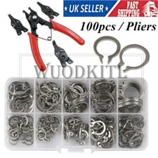 100PC Circlip Set External Circlips Snap Ring Assortment Set Retaining Cir Clips