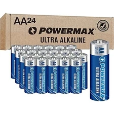 Powermax 24-Count AA Batteries, Ultra Long Lasting Alkaline, 10-Year Shelf Life.