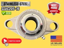 1" Stainless Steel Two Bolt Flange 1-Inch Bore Bearing SSUCFL205-16 SUCSFL205-16