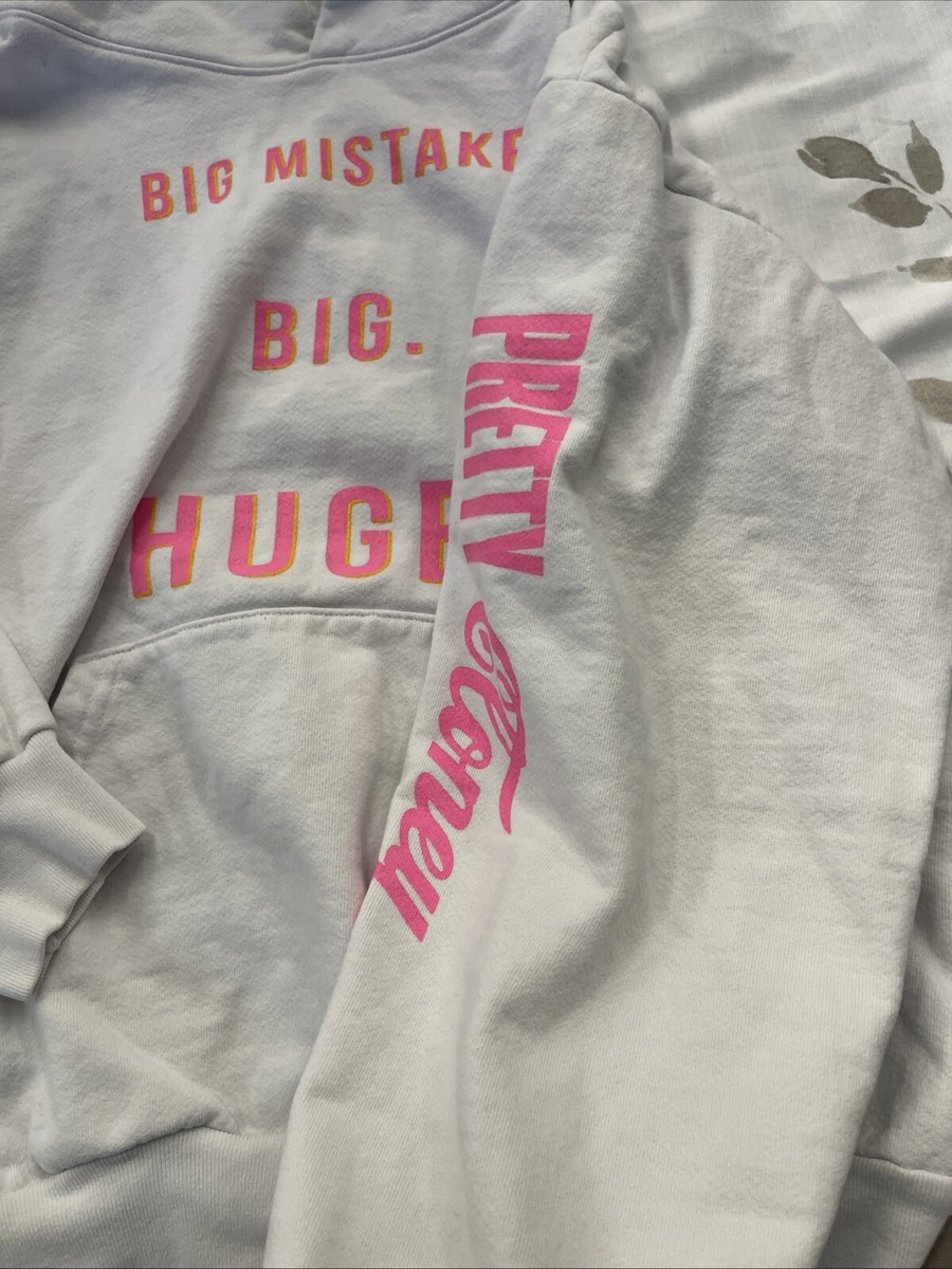 Pretty Cloney White Pink Big Mistake Big Huge Hoodie Sweatshirt Small M H37 View 3