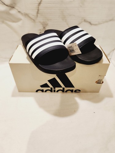 Adidas Adilette Comfort Slides in Black And White - Size 9 - Picture 2 of 7