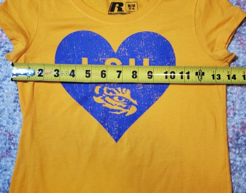 LSU Louisiana State Tigers Russell Gold T-Shirt-Short Cap Sleeves-Girl's M 7-8 - Picture 9 of 10