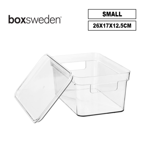 Boxsweden Storage Container w/ Lid Acrylic Plastic Organiser Box Basket 26x17CM - Picture 1 of 6