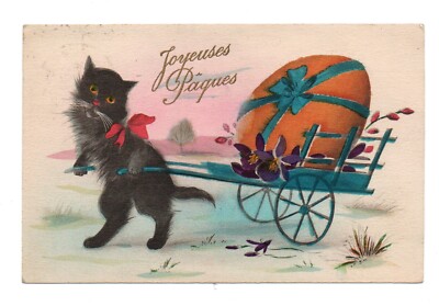 happy easter vintage cats