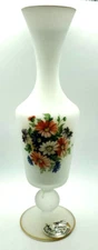 Rossini Art Glass Vase Imported From Italy Hand Made Hand Painted Flowers 10"