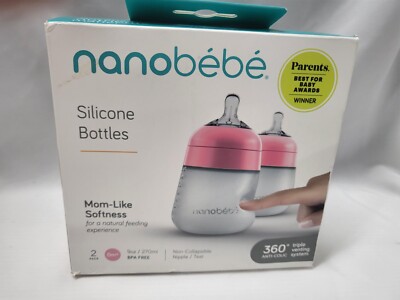 Nanobebe 360 degree Anti-Colic Flexy Silicone Baby Bottles Vented Pack of 2