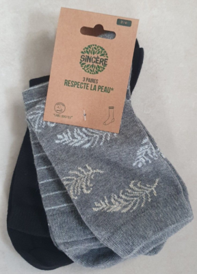Lot de 3 Chaussettes pointes et talons fantaisie Gris