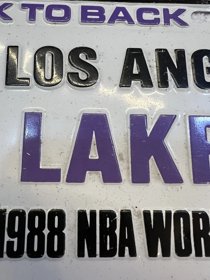 Placa de licencia de colección de los 80 LA Lakers espalda con espalda 1987 1988 campeones mundiales de la NBA Foto 4 de 4