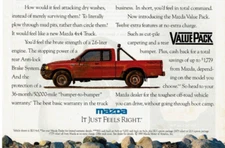 1990 Vintage Print Ad Red Mazda 4x4 Pickup Truck Value Pack It Just Feels Right