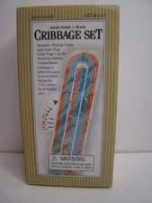 Solid Wood 3-Track Cribbage Set with Cards NEW
