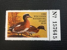 ICOLLECTZONE  US Wisconsin 1980 with tab Duck Stamp with tab XF NH