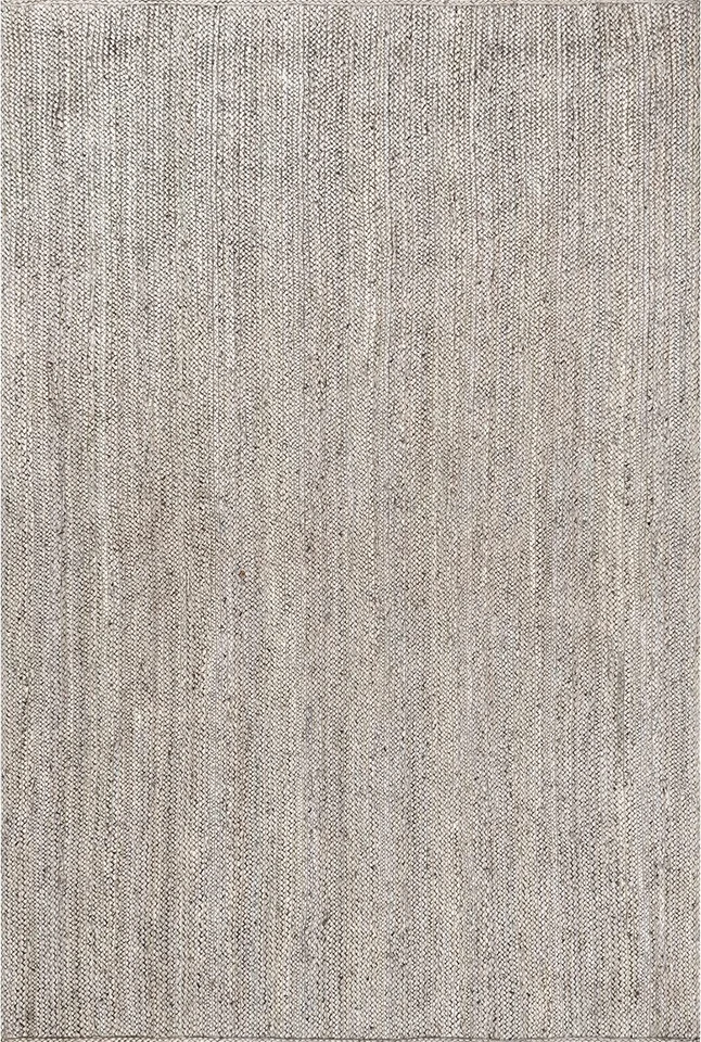 Rug Grey Rectangle Jute Area Rug 100% Braided Rustic look Living Area Carpet - Image 2 of 4