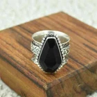 Black Spinel Coffin 925 Sterling Silver Band &Statement Handmade All size