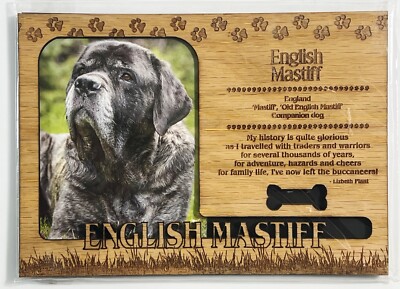 ENGLISH MASTIFF Dog Profile Laser Engraved Wood Picture Frame Magnet
