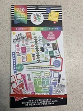 Create 365 The Happy Planner Stickers Rainbow 720 Stickers 30 Sheets 9" x 4.75"