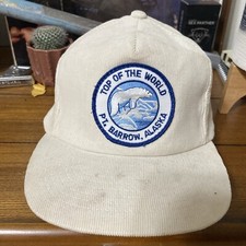 Vintage Alaska With Polar Bear White Corduroy Snapback Adjustable Hat