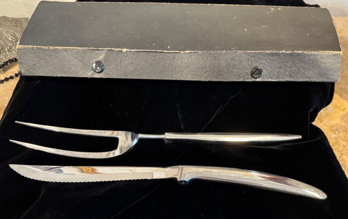 Vintage Carving Knife Fork Set Stainless Japan