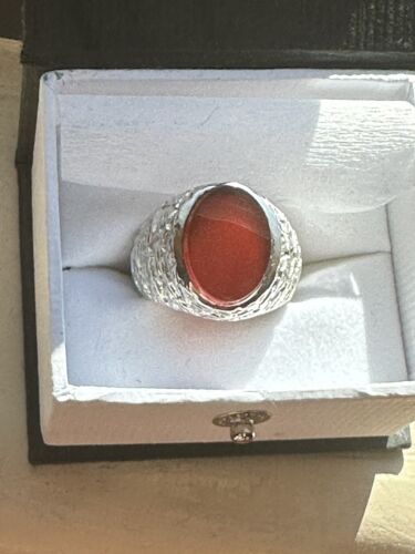 Sterling Silver Men's Agate Ring