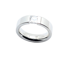 Spannring Sterling Silber 925 poliert  Gr. 59 weißer Stein