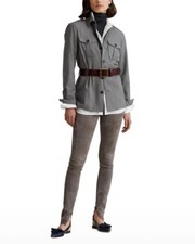 POLO RALPH LAUREN Leland Stretch Suede Skinny Pants in Grey SZ. M NWT 998