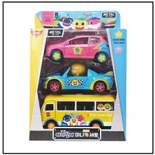 Pinkfong Baby Shark Diecast Metal Mini Car 3 Set Door Open Pull Back Sports Car