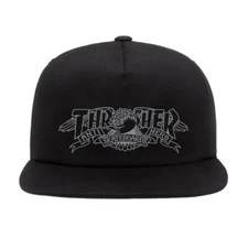 Thrasher Magazine X Anti Hero MAG BANNER Snapback Skateboard Hat BLACK