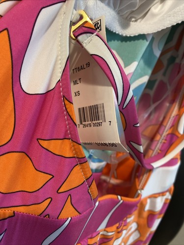 Trina Turk Tropical Mujeres Playa Túnica Vestido Cubrir XS Modesto Nadar Nuevo con Etiquetas Crucero - Imagen 7 de 10