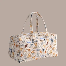 New Vera Bradley A CATS LIFE Large Travel Duffel Multicolor Beige