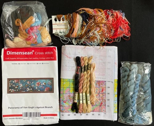 Cross stitch KIT: DIMENSEAN VanGogh's Apricot Branches with Chickadee Birds-CI40