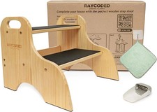 Toddler Kids Wooden 2-Step Stool w/ Handles for Bathroom, Sink, Kitchen, Potty