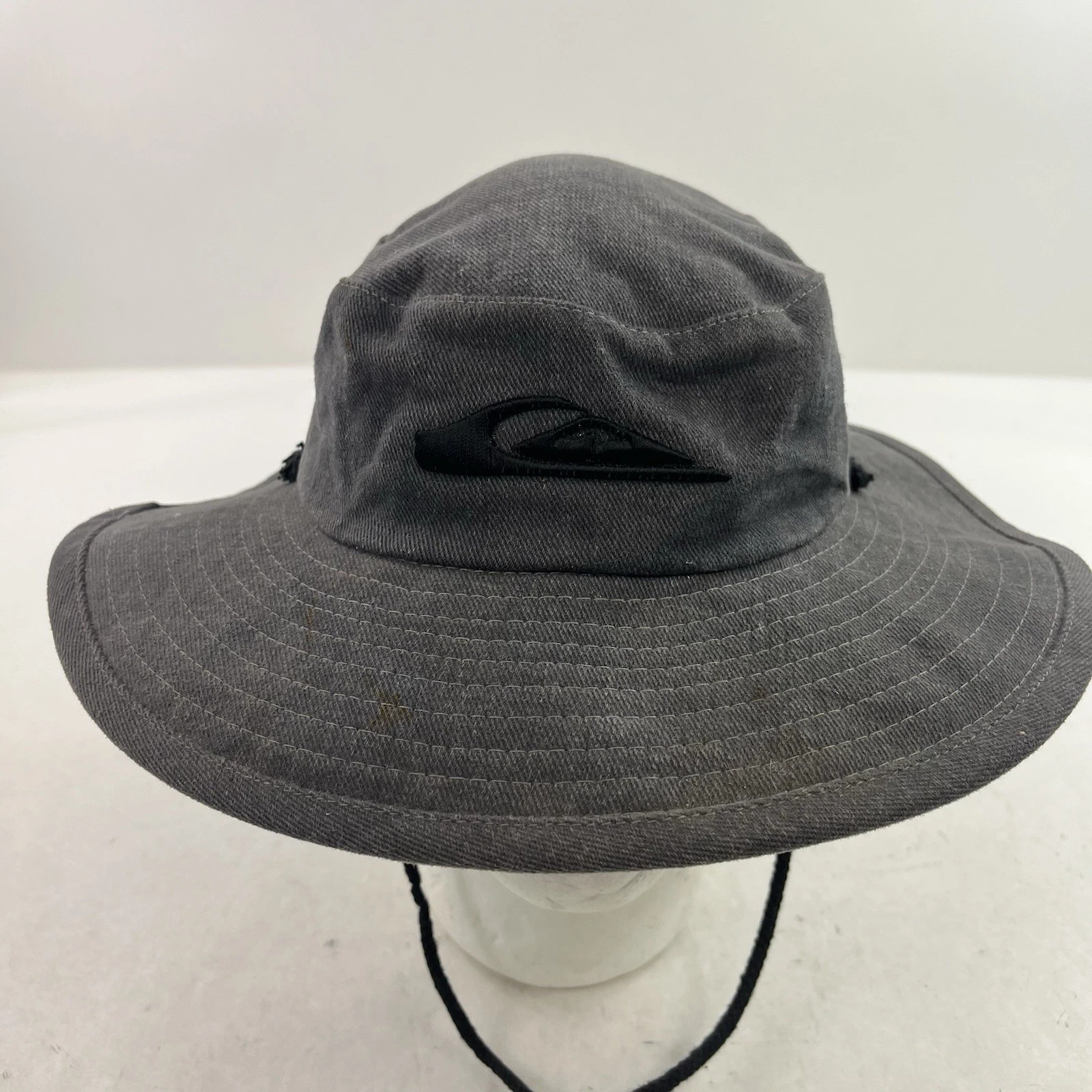 Vintage Quiksilver Gray Surf Sun Boonie Hat Wide Brim Made USA 90s Canvas