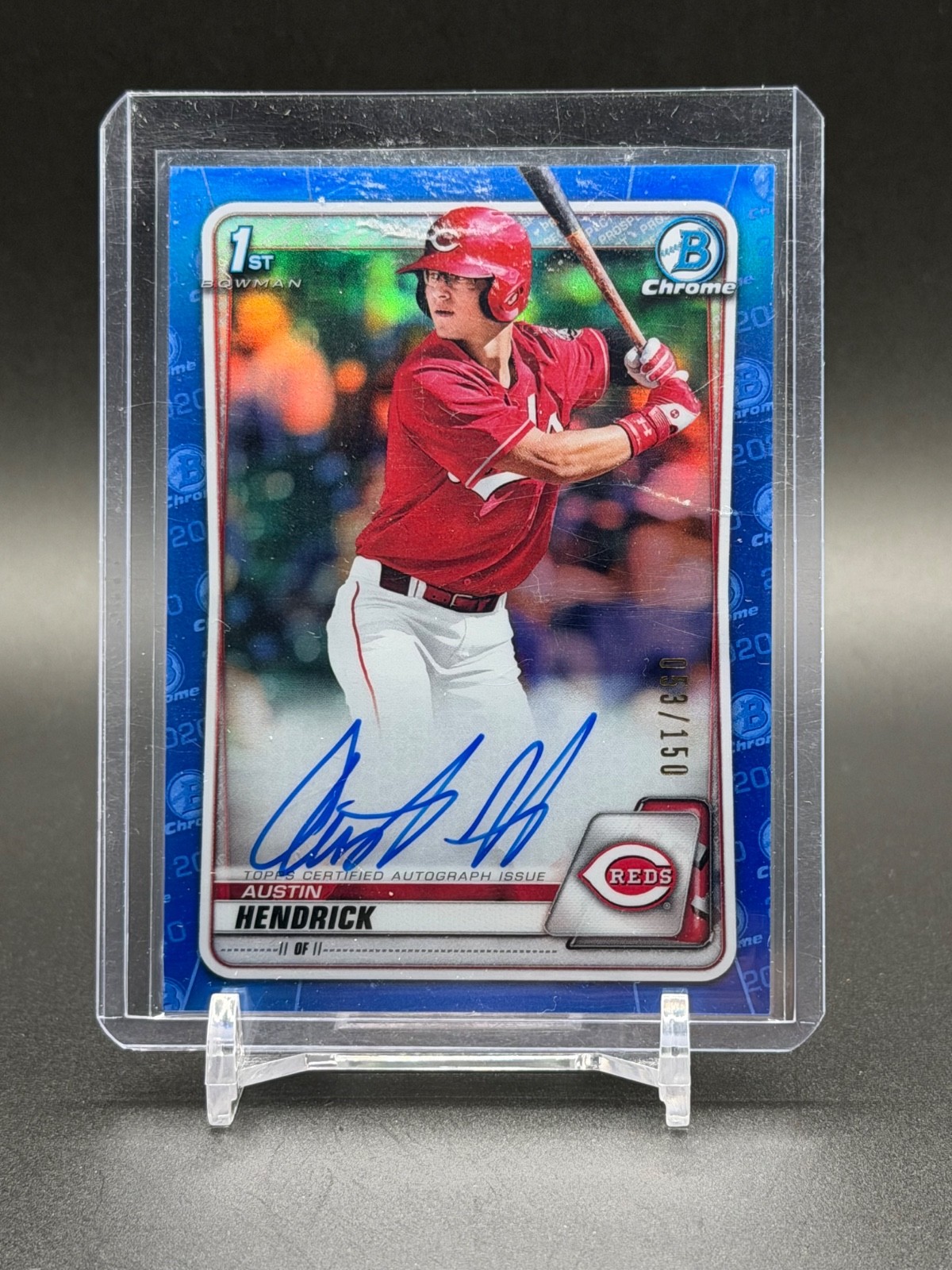 2020 BOWMAN CHROME DRAFT 1ST #CDA-AH - AUSTIN HENDRICK (RC) AUTO /150 BLUE