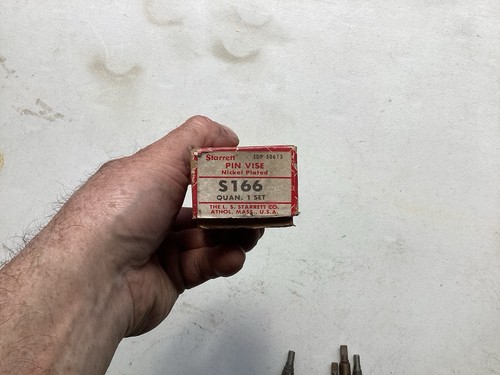 Vintage NOS Starrett S166 Pin Vise Set With Original Box Made In USA