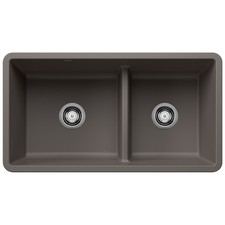 Blanco 443117 Precis SILGRANIT 33" 60/40 Undermount Sink - Gray - Slight Wear