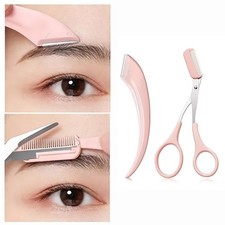 Eyebrow Trimmer Set Curved Razor Scissors With Comb Eyebrow Care Grooming Kit
