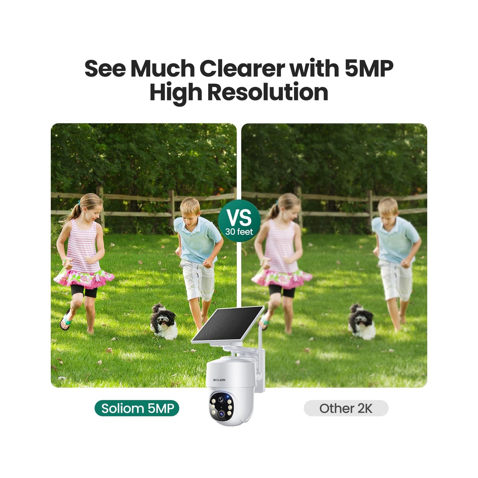 SOLIOM- True 5MP HD Security Cameras Outdoor Wireless, Add-On Camera, Solar P...