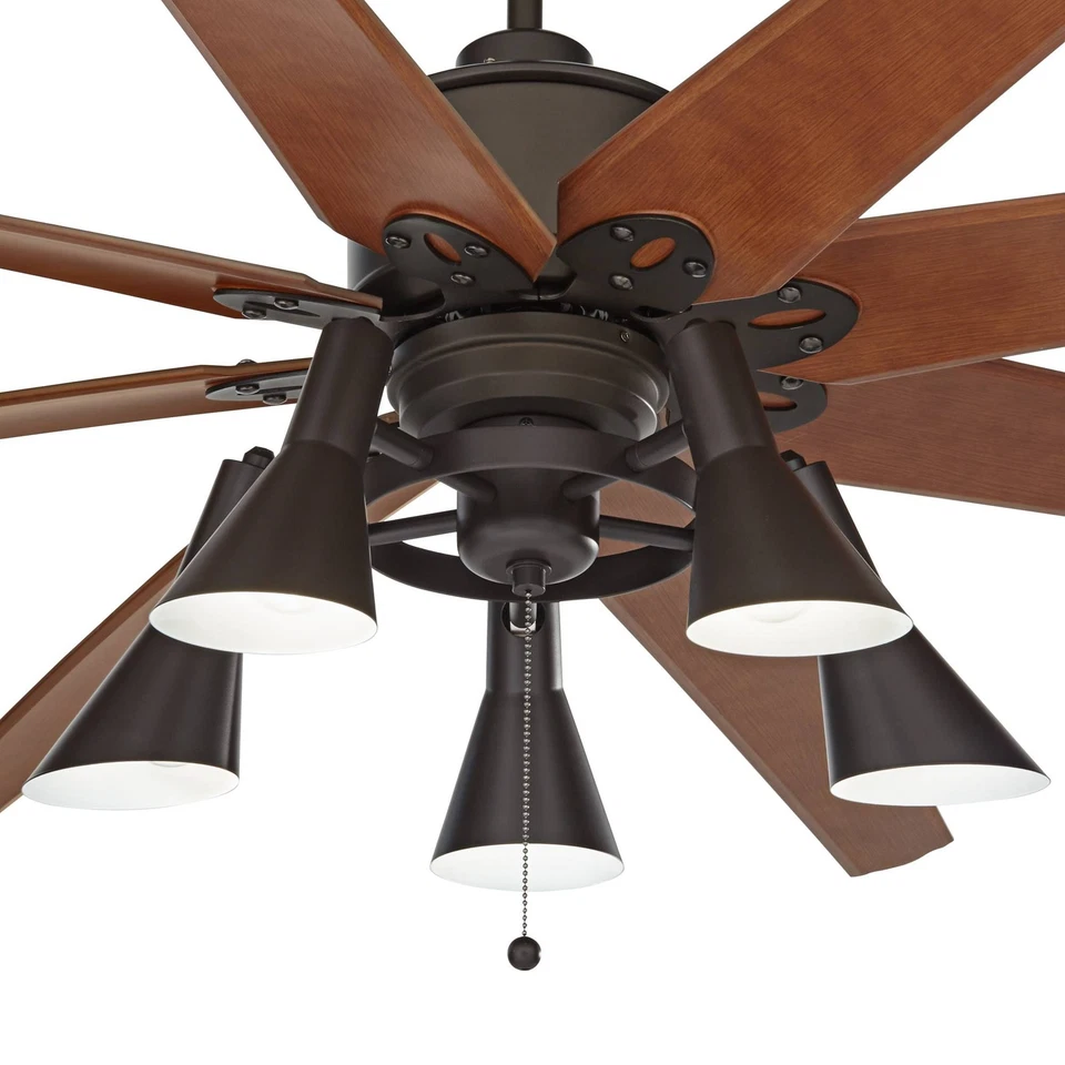 72" Farmhouse Indoor Ceiling Fan with LED Light Remote Bronze Living Room House - Image 3 of 4