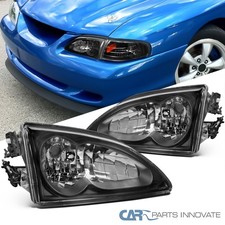 Fits 94-98 Ford Mustang Black Headlights Front Driving Lamps Replacement Lr Lr
