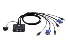ATEN CS22U 2-Port USB VGA Cable KVM Switch with Remote Port Selector US Version