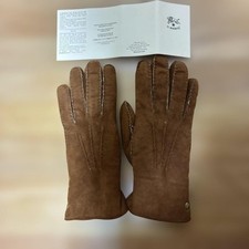 Il Bisonte Brown Suede Gloves With Metal Buttons