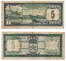 NETHERLANDS ANTILLES 5 Gulden (01-06-1972) Pick 8b, Fine