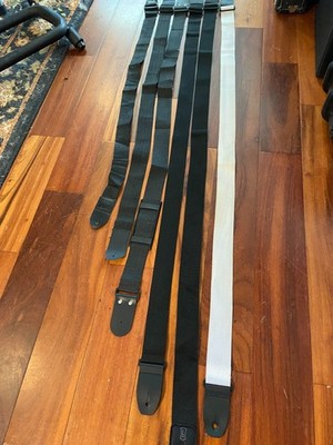 Lot of 6 5 Black 1 White Nylon Guitar Straps Fender Strat Varying Lengths Levy's