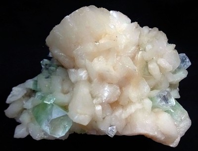 STUNNING STILBITE BOWS FORMATION W/ GREEN APOPHYLLITE CUBES MINERALS SPECIMEN-16