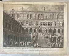 Stampa antica Brustolon Venezia Palazzo Ducale Scala dei Giganti 1750