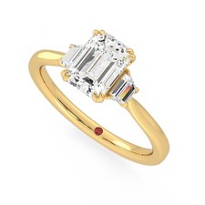 IGI 1.00ct Lab Grown Emerald Cut Diamond Ring F/VS1 | Natural Trapezoid Sides