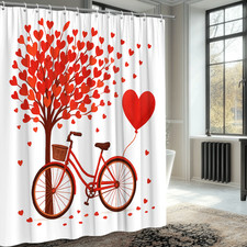 Cute Heart Tree Bicycle Shower Curtain